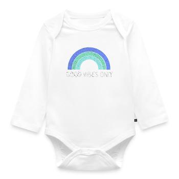 Good Vibes Only - blue rainbow - Organic Longsleeve Baby Bodysuit - white - Front