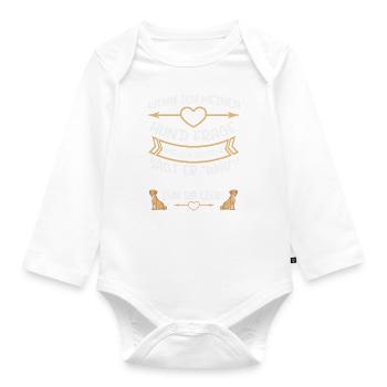 Mein Hund sagt zu meinem Aussehen Wau! - Baby Bio-Langarm-Body - Weiß - Vorne