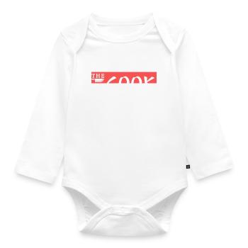 Kiss the Cook. Kiss the cook Funny saying Food - Organic Longsleeve Baby Bodysuit - white - Front
