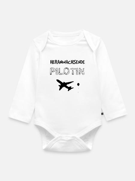 Heranwachsende Pilotin - Baby Bio-Langarm-Body - Weiß