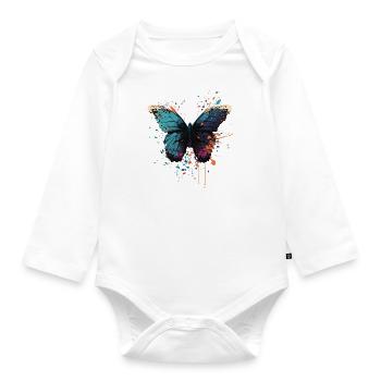 Butterfly Coloful Wings - Organic Longsleeve Baby Bodysuit - white - Front