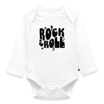 Rock and Roll Schwarz - Baby Bio-Langarm-Body - Weiß - Vorne