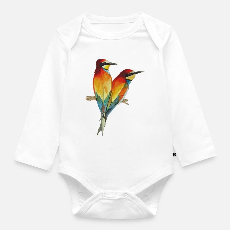 Guêpiers Oiseaux Oiseau de paradis Merops apiaster - Body Bébé bio manches longues - blanc