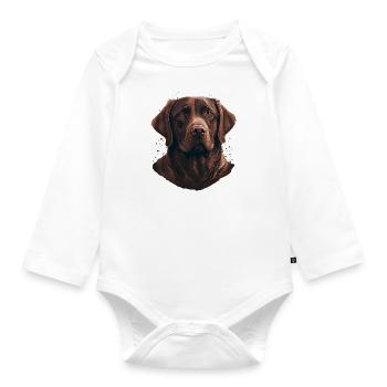 Entzückender brauner Labrador Retriever - Baby Bio-Langarm-Body - Weiß - Vorne