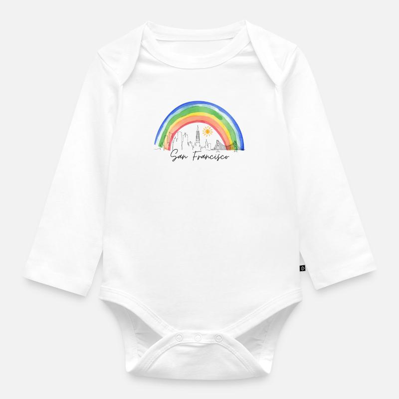 San Francisco Rainbow Skyline - Body Bébé bio manches longues - blanc