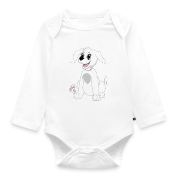 Hund sitzend - weiß - Baby Bio-Langarm-Body - Weiß - Vorne