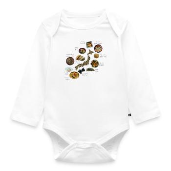 Karte von JAPAN umgeben von japanischen Gerichten - Baby Bio-Langarm-Body - Weiß - Vorne