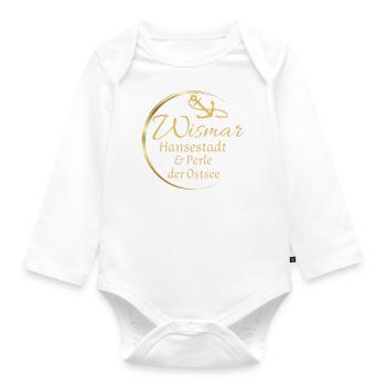 Wismar - Hansestadt & Perle der Ostsee - Baby Bio-Langarm-Body - Weiß - Vorne