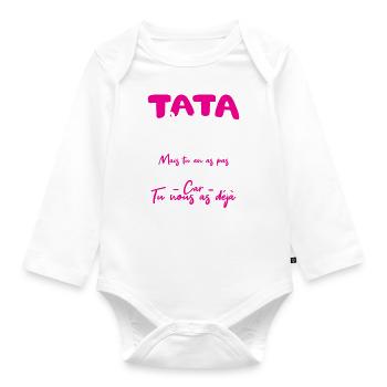 Tata on n'a pas trouvé ton cadeau - Body Bébé bio manches longues - blanc - Devant