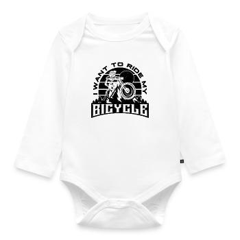 I Want To Ride My Bicycle Mountain Bike Cyclist - Organic Longsleeve Baby Bodysuit - white - Front