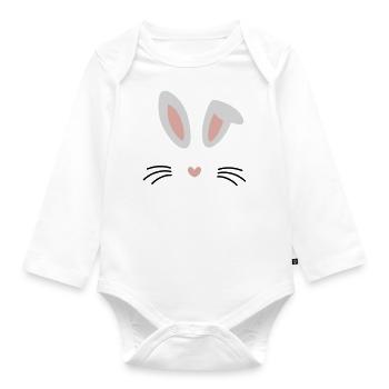 Hasen Gesicht - Baby Bio-Langarm-Body - Weiß - Vorne