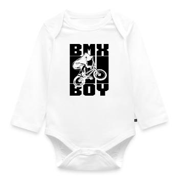 BMX Boy Retro Loves Bicyclette Cycling BMX Rider - Organic Longsleeve Baby Bodysuit - white - Front