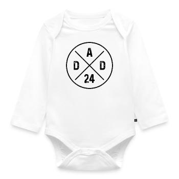 Papa 24 Père Progéniture Bébé Annonce Papa 2024 - Body Bébé bio manches longues - blanc - Devant