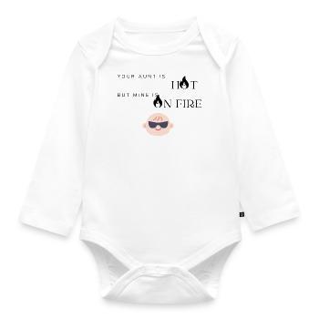 Your aunt is hot - Organic Longsleeve Baby Bodysuit - white - Front