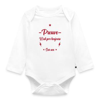 Preuve que mon papa tracteur, Papa agriculteur - Body Bébé bio manches longues - blanc - Devant