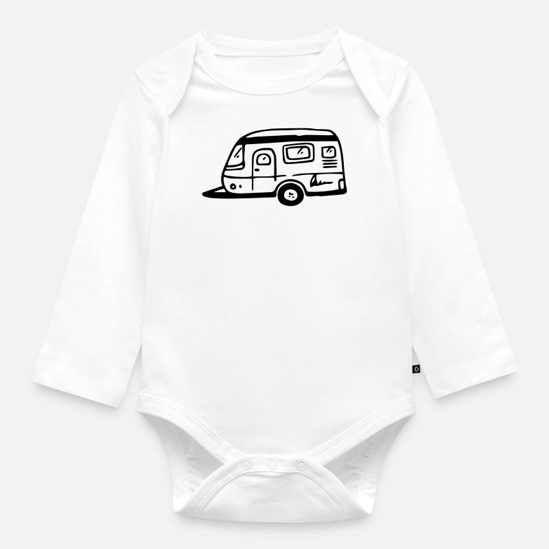 Caravane Camping Caravane - Body Bébé bio manches longues - blanc