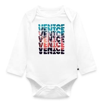 Venice Beach California Urlaub Ocean Palm Tree - Baby Bio-Langarm-Body - Weiß - Vorne
