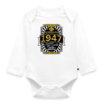 1947 FEBRUARY - Organic Longsleeve Baby Bodysuit - white - Front