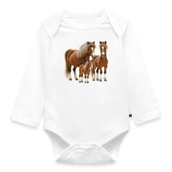 Shetland Pony Familie Famille Shetty - Body Bébé bio manches longues - blanc - Devant