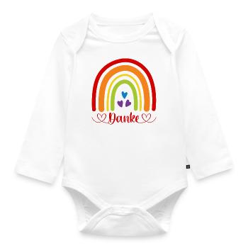 Danke Kita Abschied Kindergarten Boho Regenbogen - Baby Bio-Langarm-Body - Weiß - Vorne