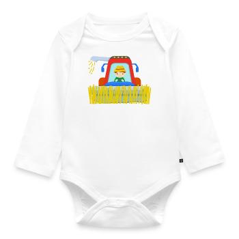 Combine harvester farmer field farm - Organic Longsleeve Baby Bodysuit - white - Front
