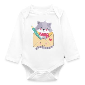 Cat Post - Organic Longsleeve Baby Bodysuit - white - Front