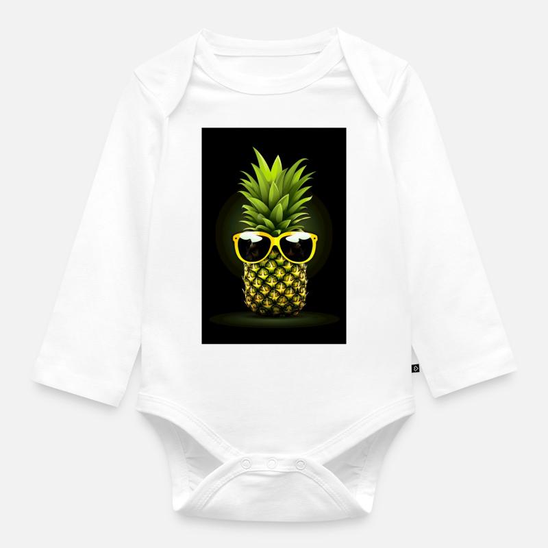 Ananas - Body Bébé bio manches longues - blanc
