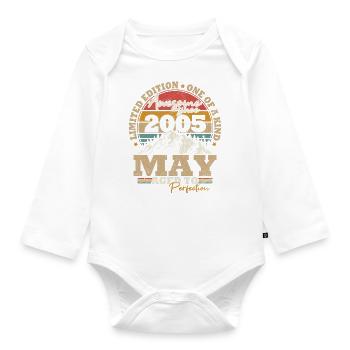 May 2005 Vintage Birthday Gift 18 Years - Organic Longsleeve Baby Bodysuit - white - Front