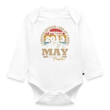 Mai 2013 Vintage Cadeau D’anniversaire 10 ans - Body Bébé bio manches longues - blanc - Devant
