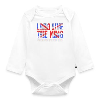 Britischer König Krönung Charles England Flagge - Baby Bio-Langarm-Body - Weiß - Vorne