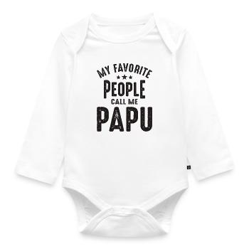 My Favorite People Call Me Papu - Grandpa - Organic Longsleeve Baby Bodysuit - white - Front