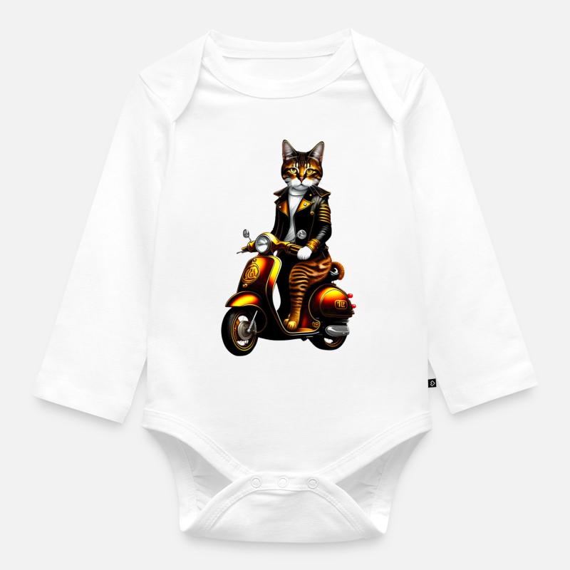Chat steampunk - Body Bébé bio manches longues - blanc