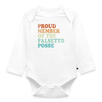 Proud Member of the Falsetto Posse - retro bright - Organic Longsleeve Baby Bodysuit - white - Front