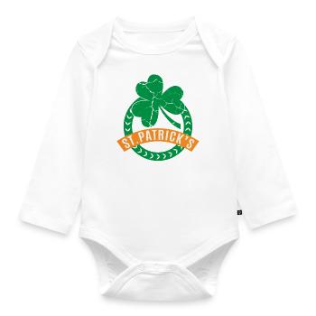 St Patricks Day - Organic Longsleeve Baby Bodysuit - white - Front