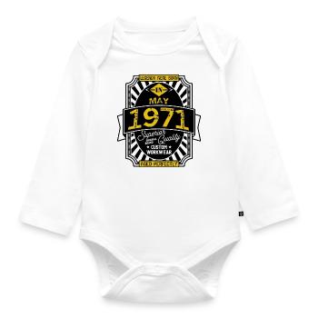 1971 MAY - Organic Longsleeve Baby Bodysuit - white - Front
