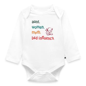 étonné. Femme. mythe. Mauvaise influence - Rétro - Body Bébé bio manches longues - blanc - Devant