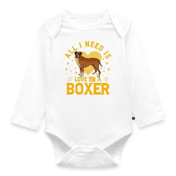 All I need is love and a Boxer - Baby Bio-Langarm-Body - Weiß - Vorne