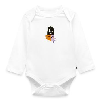 Abstract sad face - Organic Longsleeve Baby Bodysuit - white - Front