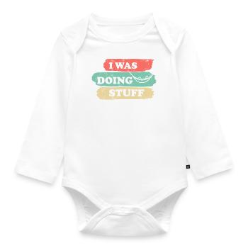 I was doing stuff - Hammock vintage - Organic Longsleeve Baby Bodysuit - white - Front