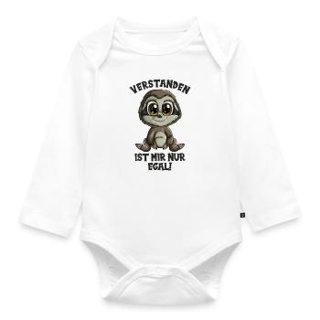Verstanden ist mir nur egal Faultier - Baby Bio-Langarm-Body - Weiß - Vorne