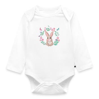 This bunny loves you - Organic Longsleeve Baby Bodysuit - white - Front