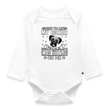 Désolé je suis en retard mon boxer était assis sur moi - Body Bébé bio manches longues - blanc - Devant