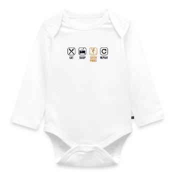 Eat Sleep Catch Frogs Repeat Toad Tadpole - Organic Longsleeve Baby Bodysuit - white - Front