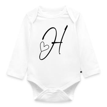 Letter H Letter H Calligraphy - Organic Longsleeve Baby Bodysuit - white - Front