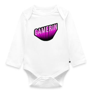 Gamerin 3D NEON PINK - Baby Bio-Langarm-Body - Weiß - Vorne