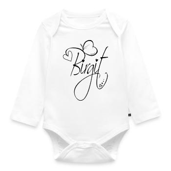 Birgit Name Vorname Mädchen Kalligrafie Dekor - Baby Bio-Langarm-Body - Weiß - Vorne