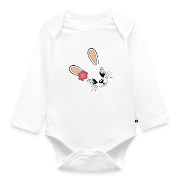 Bunny Cute Bunny Easter Easter Bunny Cute Flower - Organic Longsleeve Baby Bodysuit - white - Front