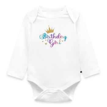 fille d’anniversaire - Body Bébé bio manches longues - blanc - Devant