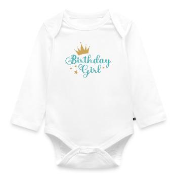 fille d’anniversaire - Body Bébé bio manches longues - blanc - Devant