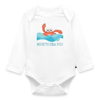 Le crabe crabe dans la mer accueille avec « Ravi de vous voir! » - Body Bébé bio manches longues - blanc - Devant